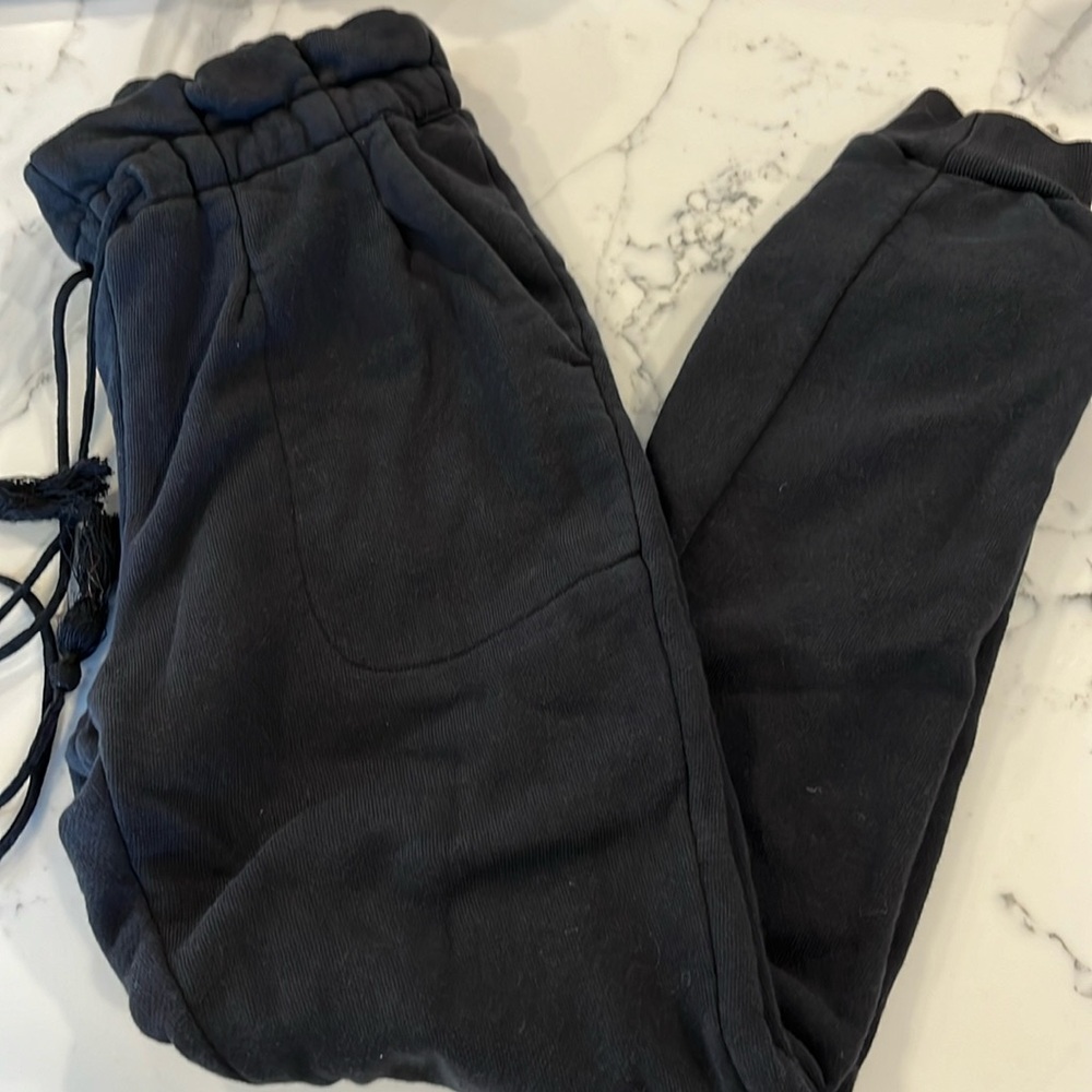 Something navy paper bag jogger. Black. Xs
